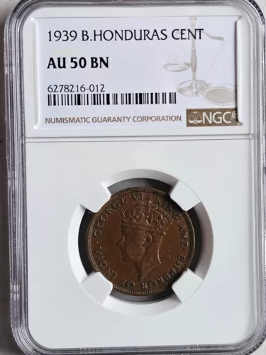 British Honduras 1 Cent 1939 NGC AU 50 BN