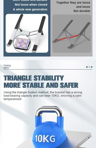 Adjustable Foldable Laptop Stand Aluminum Notebook Riser Computer Holder Desk - Afbeelding 6 van 12