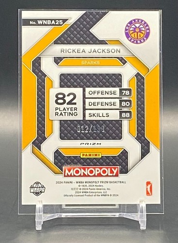 2024 Panini Prizm Monopoly WNBA Rickea Jackson Rookie Light Blue #/199 Sparks RC - Bild 2 von 3