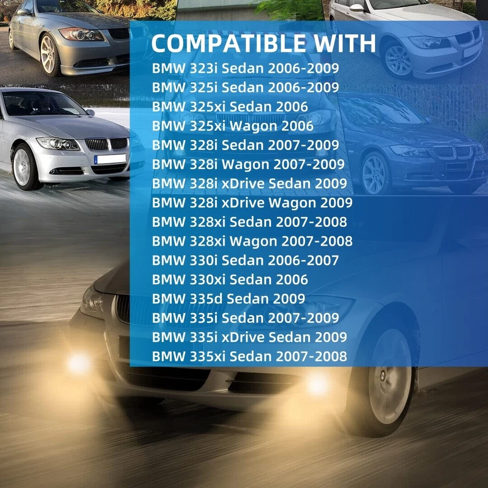 Fog lights For BMW 2005-2008 3 Series Selected Models Pair w/bulbs Clear Lens Foto 2 de 4