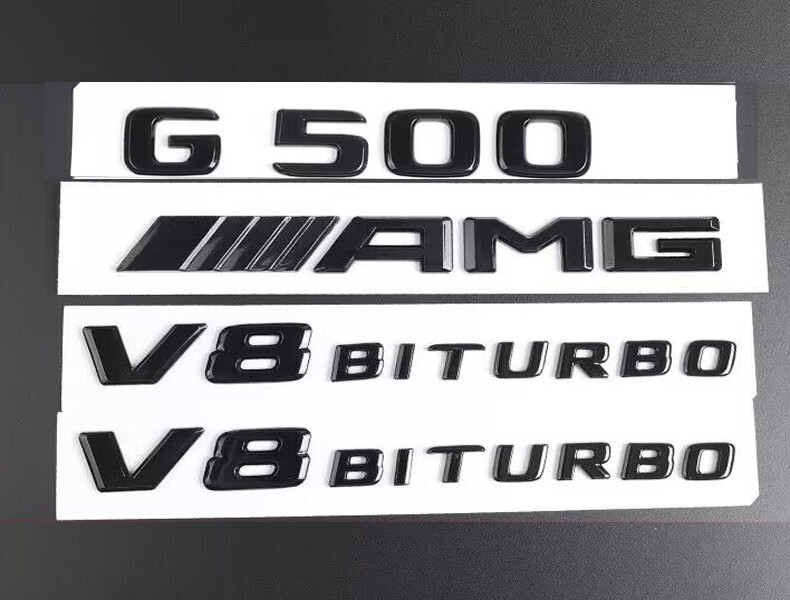 G500 AMG V8 BITURBO Rear Star Emblem Black Badge Set For Mercedes G Class W463