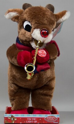 Dancing Rodolph Rudolph The Red Nosed Reindeer Animated Light Up Dancing Saxophone NWT ...