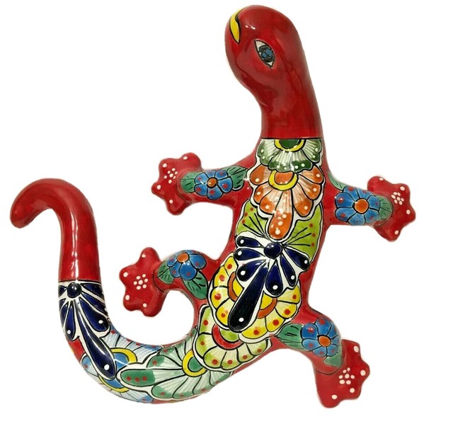 Mexican Talavera 14” Lizard Gecko Folk Wall Art Pottery Animal