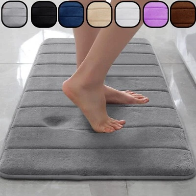 Bath Mat Non Slip Thick Bathroom Rugs Soft Memory Foam Water Absorbent Floor Mat