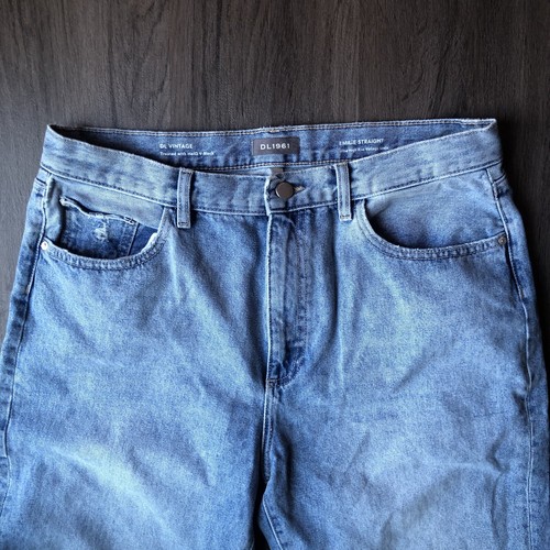 Pantalones de mezclilla para mujer DL1961 31 azul claro Emilie rectos tiro ultra alto vintage tobillo - Imagen 3 de 11