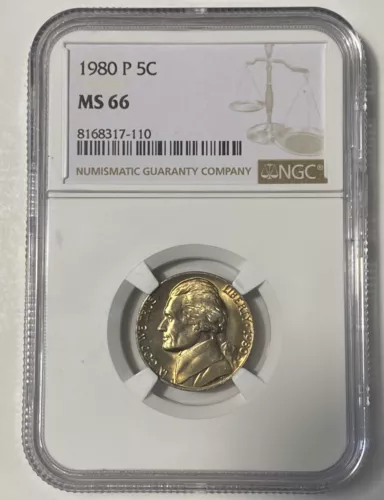 🔥1980 P Jefferson Nickel 5C NGC MS 66🔥