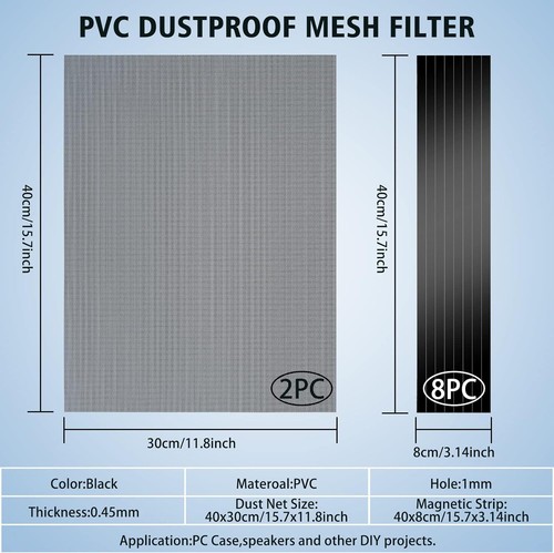 400X300mm Diy Pc Case Dust Mesh Filter, 2Pack Pvc Dustproof Mesh Filter Cover Wi - Picture 3 of 7