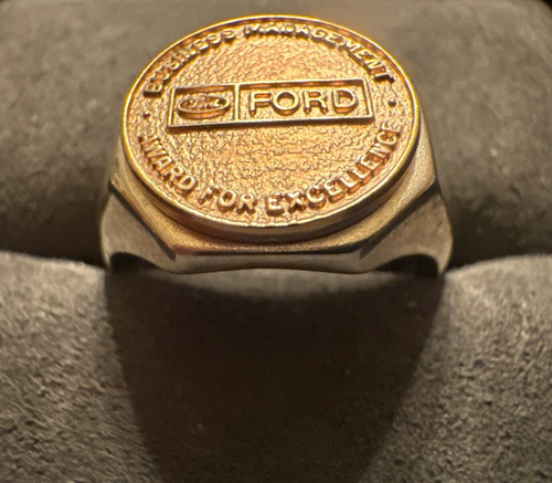 Vintage 10K FORD Business Management Reward Pin on New Sterling Signet Ring - Bild 3 von 3