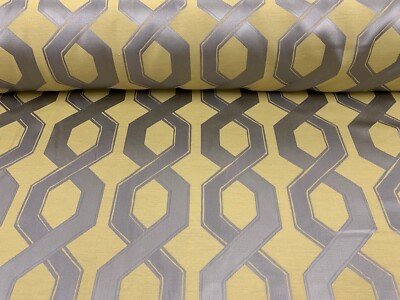 Poiret Art Deco Material Steingrau Ocker Vorhang Rollo Polsterstoff