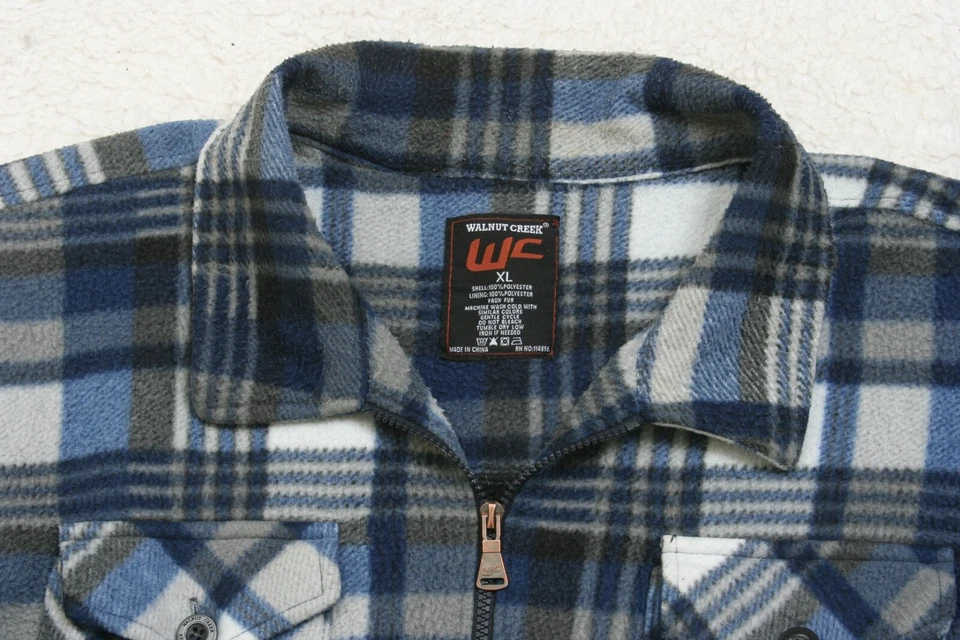 Fleece Dress Shirt Long Sleeve Walnut Creek X-Large XL Polyester Blue Gray JKT5 - Image 3 of 4