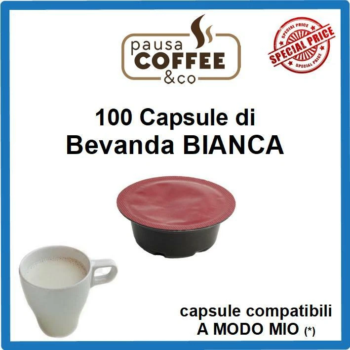 PAUSACOFFEE 100 capsule cialde BEVANDA BIANCA compatibile Lavazza A MODO MIO