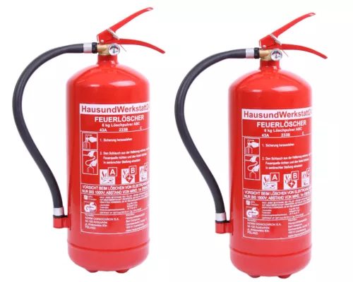 2 Stück Feuerlöscher- Pulver 6 kg GP6x ABC Pulverlöscher Brandschutz Feuerschutz