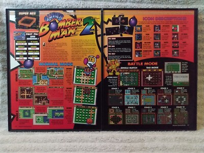 Framed Super Bomberman 2 SNES 1994 preview retro video game wall art