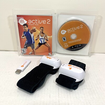 EA Sports Active 2 PS3 Game w/ 2 Motion Bands USB Dongle Complete Set