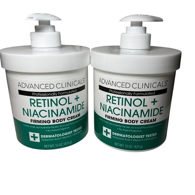 2x Advanced Clinicals Retinol + Niacinamide Firming Body Cream