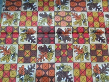 Unwashed Cotton Fabric Harvest Time Acorns Leaves