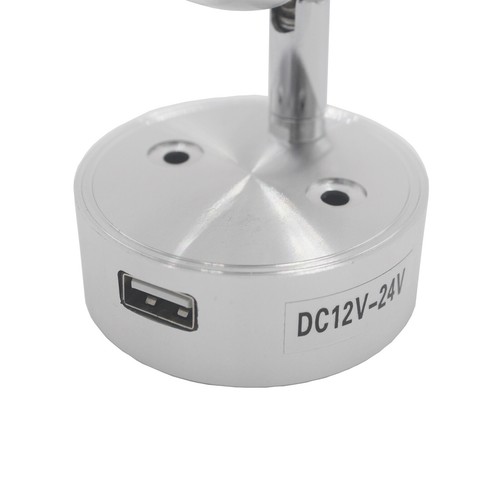 2 x LED Reading Light 12V 24V Spotlight Touch Switch USB Port Caravan Boat Lamp - Picture 4 of 9