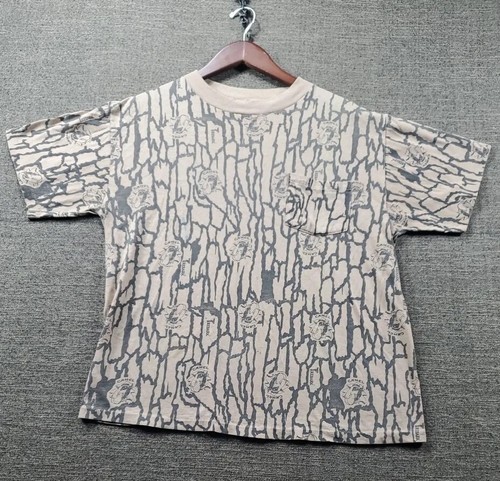 Vtg Joe Camel Camo Pocket T Shirt Mens Sz S-M Trebark Cigarettes Distressed 80s