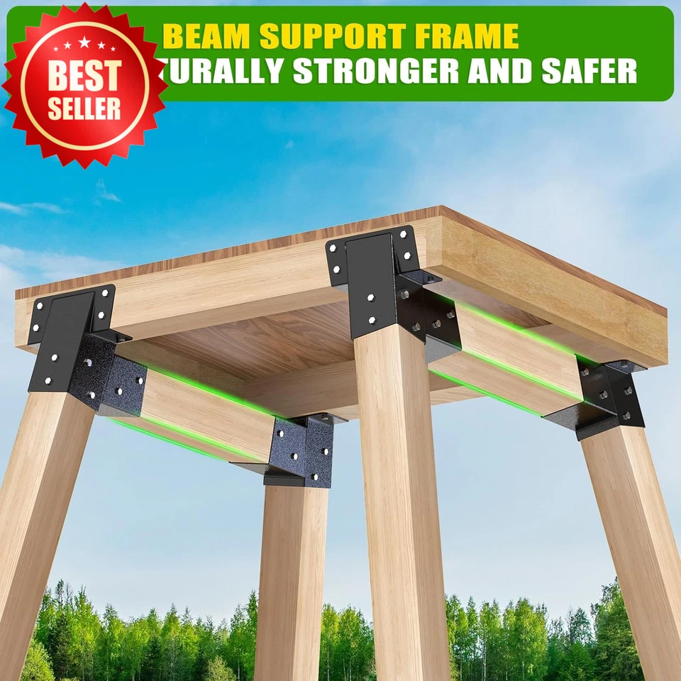 4 Pack 4x4 Compound Angle Brackets Heavy Duty Deer Stand Hunting Blind Treehouse - Image 3 of 4