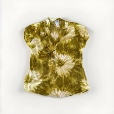 Tabitha  Anthropologie Blouse 100% Silk Tranquil Flow Top Green Floral Size 4