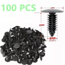 For 100X 8mm Bumper Clips Car Hole Plastic Rivets Sets Fastener Fender Push Pin