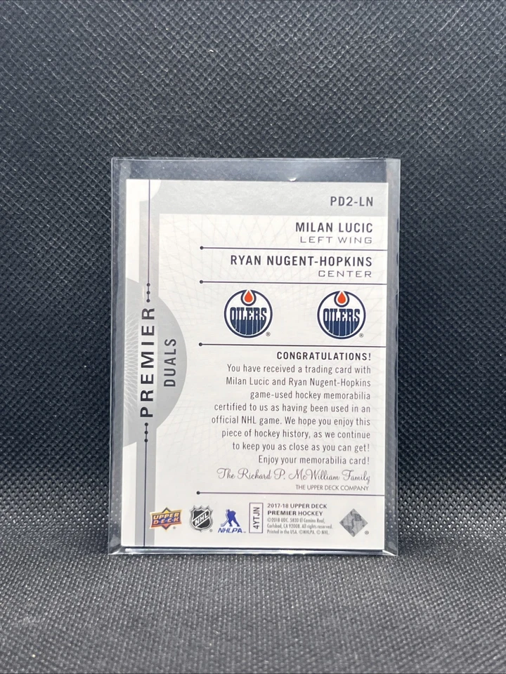 2017-18 UD Premier Duals Milan Lucic/Ryan Nugent-Hopkins Jersey Patch #45/99 - Image 4 of 4