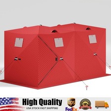 Insulated Pop-Up Ice Fishing Tent,for Winter Ice Fishing,with Carrying Bag,Red