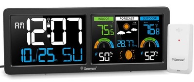 Geevon Weather Stations Wireless Indoor Outdoor Thermometer with Atomic Clock, H