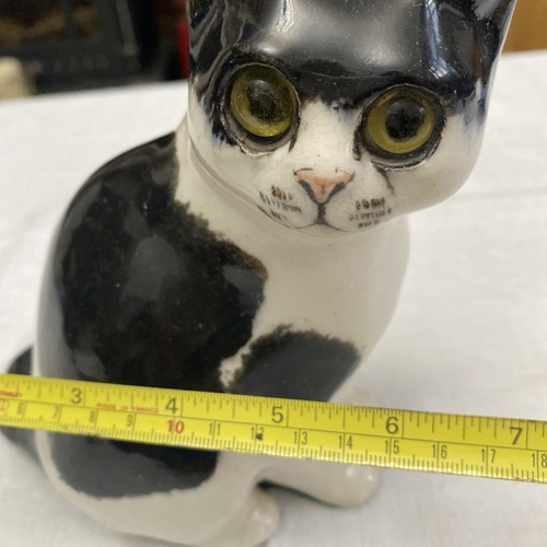 vintage Jenny Winstanley sitting black cat size 2. Signed. Cathedral glass eyes - Picture 10 of 12