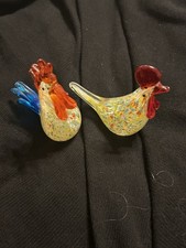 Vintage Murano Style Hand Blown Art Glass Rooster Figurine Sculpture 7in Heavy