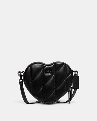 NWT Coach Heart Crossbody Bag With Quilting Black CE725 Packed