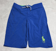 Polo Board Shorts Boys XL 18/20 Blue Blue Mesh Lined Swim Trunks Large Pony Logo