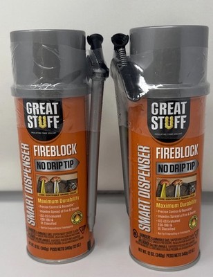 2 Pack Fireblock Insulating Spray Foam Sealant Smart Dispenser 12 oz.