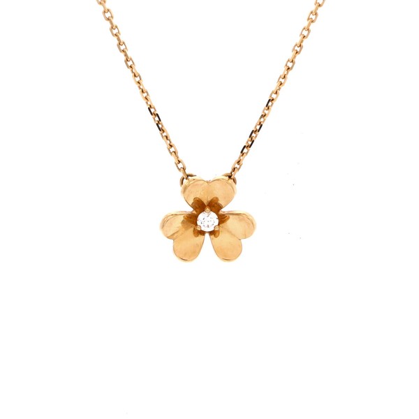Van Cleef & Arpels Frivole Pendant Necklace 18K Yellow Gold and Diamond Mini