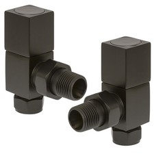 Image of Square Radiator Valves Pair Brass Straight Angled Chrome Black Gold Anthracite