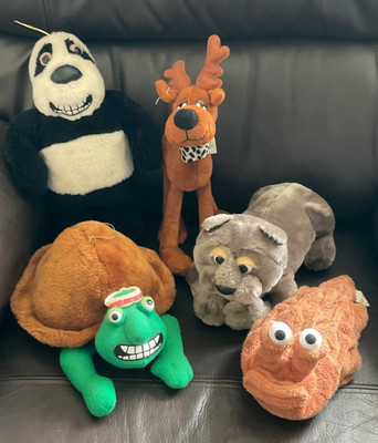 VINTAGE AARDMANS CREATURE COMFORT SCHILDKRÖTE, PANDA, KATZE, ELCH, SCHNECKE STOFFTIERE