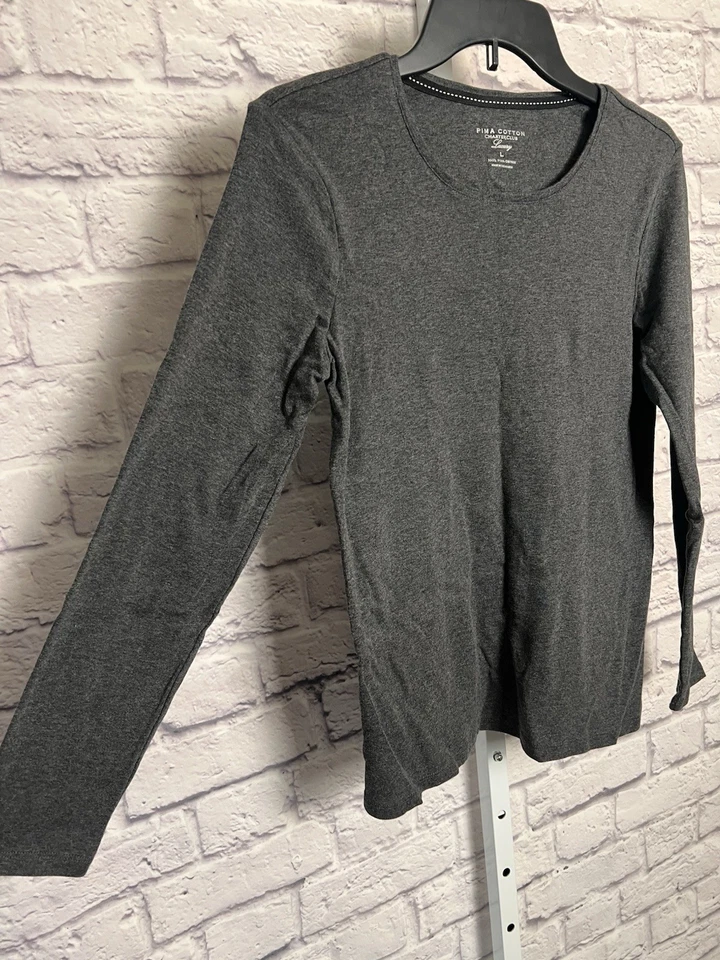 Charter Club 豪华 100% 皮马棉长袖 T 恤,尺寸 L — 第 3/4 张图片