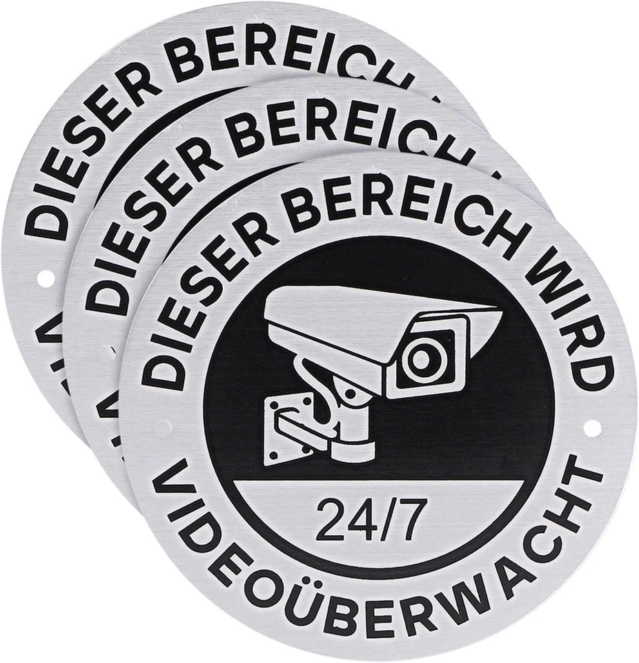 YZPKLHW 3 x Schild Videoüberwachung Privatgrundstück,Rotundität Achtung Videoüberwacht