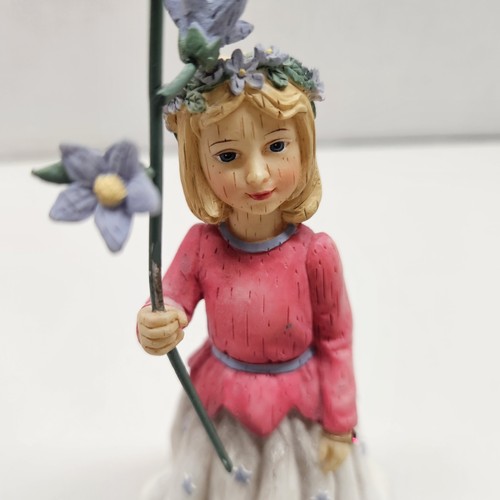 Statuina Demdaco 2002 angeli fiori selvatici Larkspur per luglio resina 7" decorazione ragazza - Foto 5 di 9