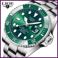 LIGE Luxury Diver Watch for Men 30ATM Waterproof Sport Quartz Wristwatch
