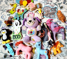 Wiele losowych zabawek, MLP, drewniane zabawki, vintage, klaun, zabójca demonów, happy posiłek