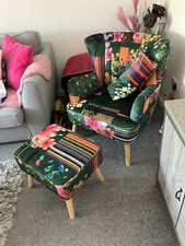 wing back chair and footstool