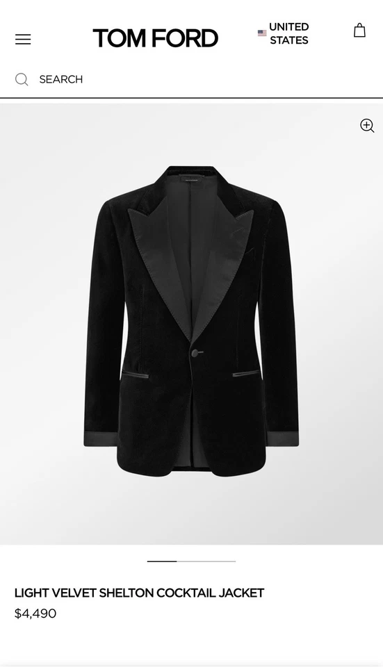 Tom Ford cóctel / Chaqueta de terciopelo fluido / Blazer EU 50 US 40 RRP $4490 Foto 3 de 4