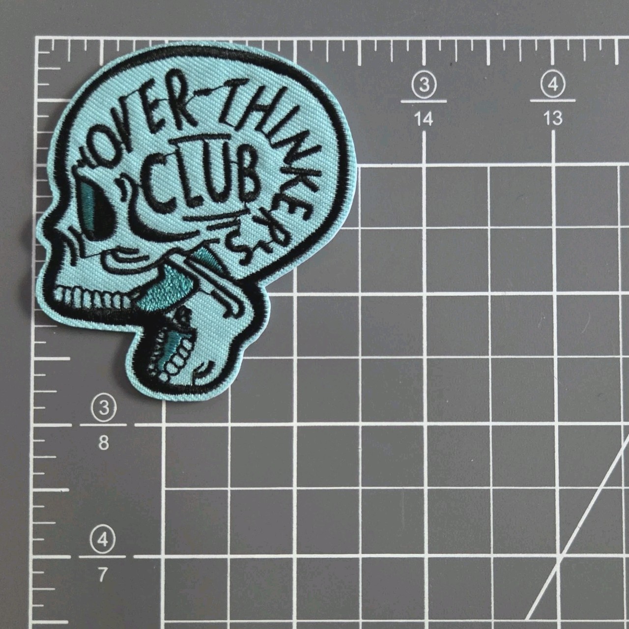 Over Thinker Club Skull Punk Emo Y2k Embroidered Iron on Patch