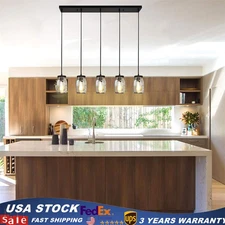 5 Lights Farmhouse Kitchen Island Pendant Light Chandelier Ceiling Fixture Black