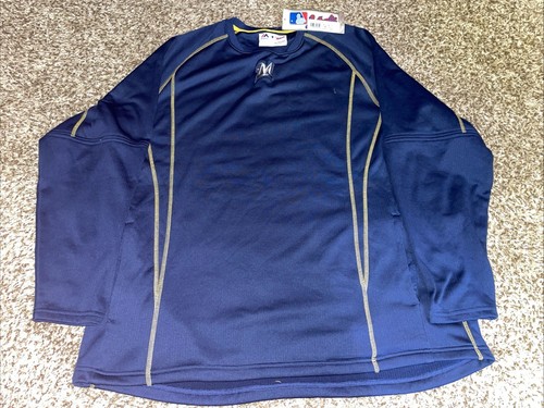 New With Tags Milwaukee Brewers Majestic Long Sleeve Tech Fleece Sweatshirt Xl