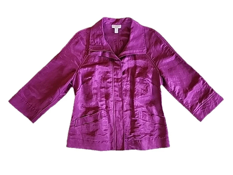Charter Club Blazer Career City Chic Contemporary Jacket Purple Womens Petite M - Image 3 of 4
