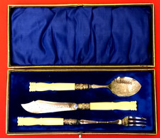 Fischbesteck ,3 teilig, versilbert  EPNS Sheffield um 1910 ,im Originaletui