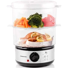 2 Tier Electric Food Steamer Cooker Healthy Vegetable Steaming 5 Quart Stackable