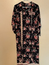 Angie Mixed Print Floral Kimono Duster Boho Festival Size S